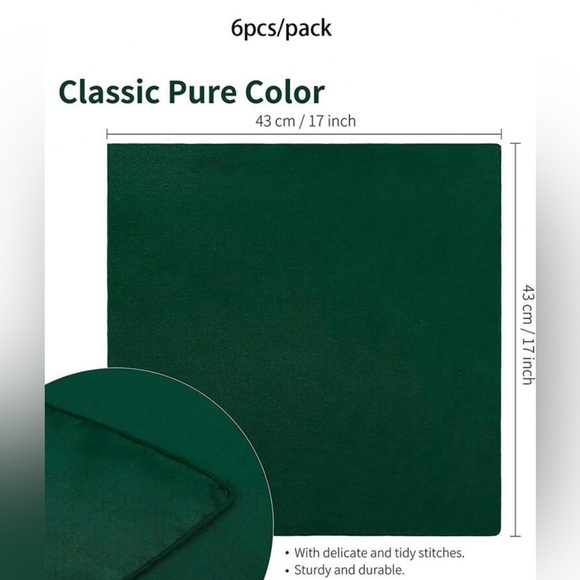 Satin Square Napkins - Green - Picture 3 of 4